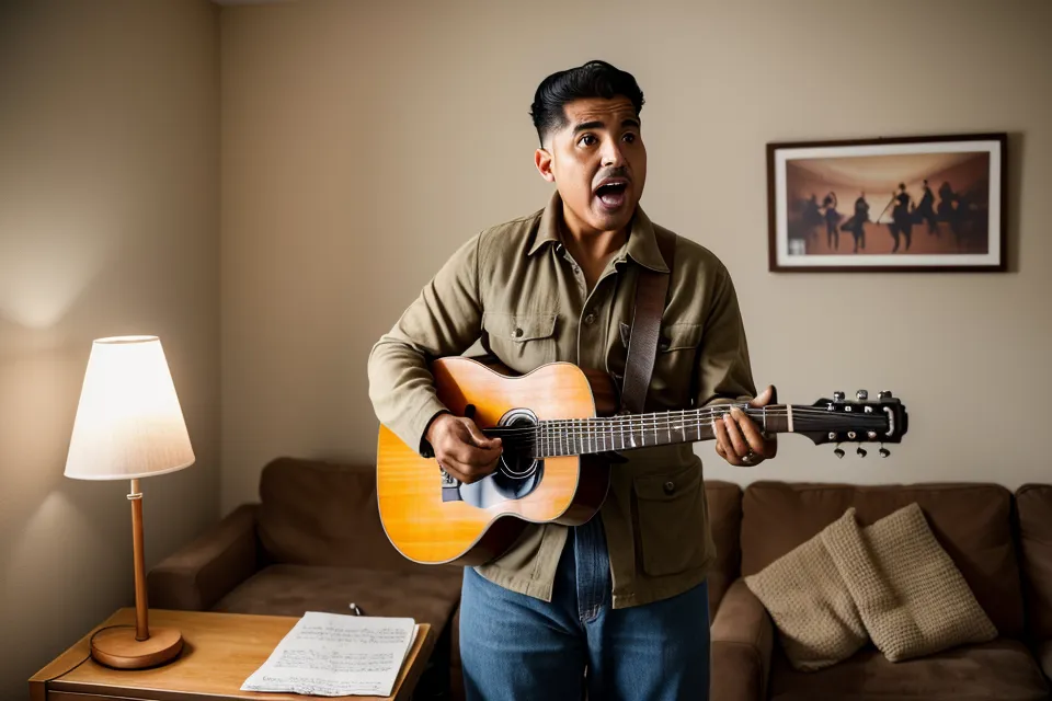 Hombre adulto practicando canto después de los 40 años como principiante desde cero, trabajando su técnica vocal de barítono amateur