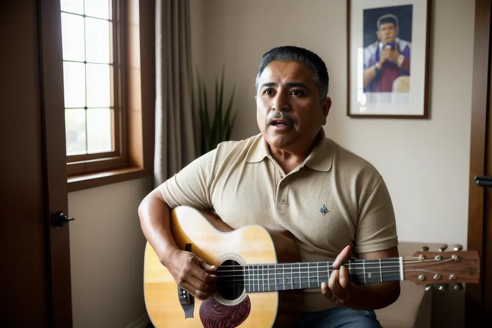 Primer plano de un cantante controlando la posición de su laringe