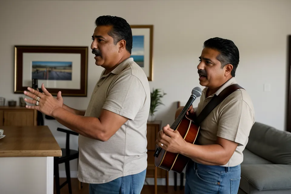 Vaso de agua y cancionero sobre una mesa de madera, parte de la higiene vocal antes de una sesión de canto
