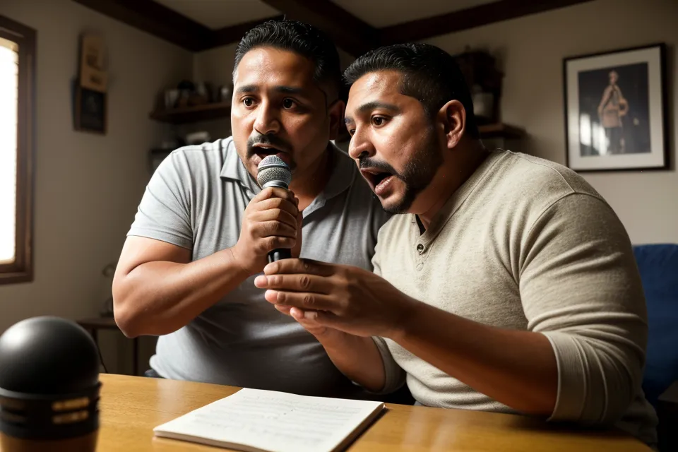 Cuaderno con anotaciones de técnica vocal y cancionero sobre una mesa sencilla de madera