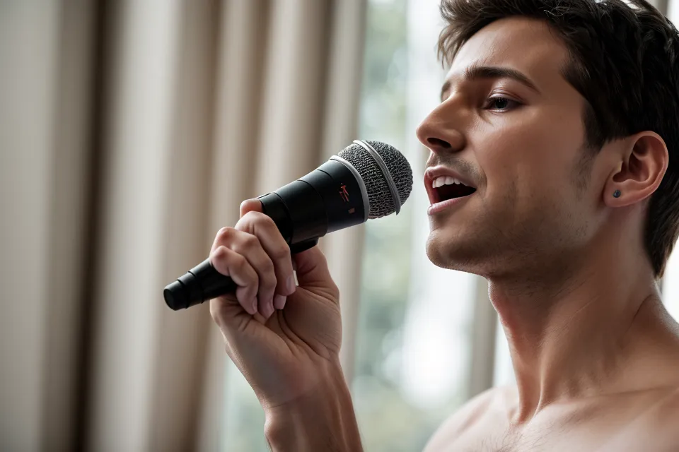 Primer plano de la postura del cuello y pecho durante ejercicios de respiración para canto