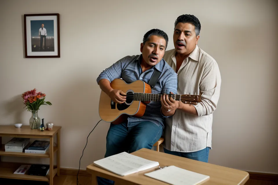 Curso de canto para adultos en pantalla durante una sesión de técnica vocal básica en casa