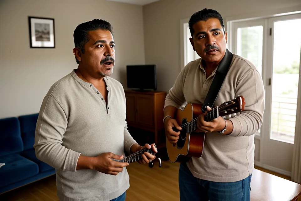 Barítono principiante cantando en el coro parroquial tras meses de técnica vocal básica